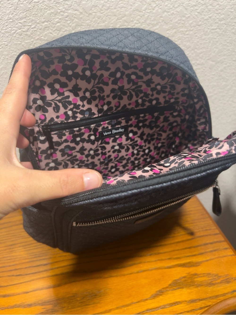 Vera Bradley Quilted Dark Chambray Mini Backpack - Picture 3 of 4